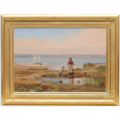 Tableau \"Garçon aux voiliers\" signé N. LEMAITRE