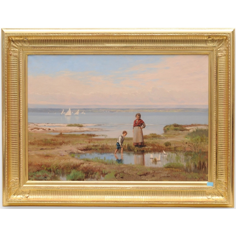 Tableau \"Garçon aux voiliers\" signé N. LEMAITRE