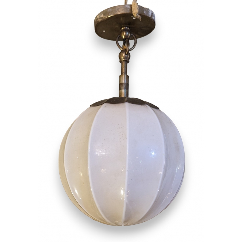 Suspension boule en verre blanc