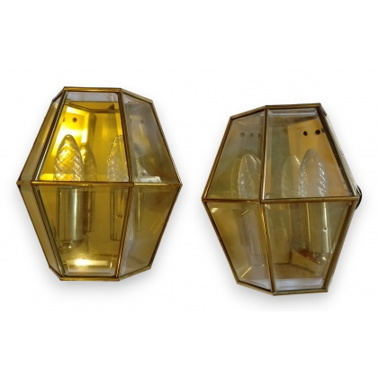 Brass and glass wall light