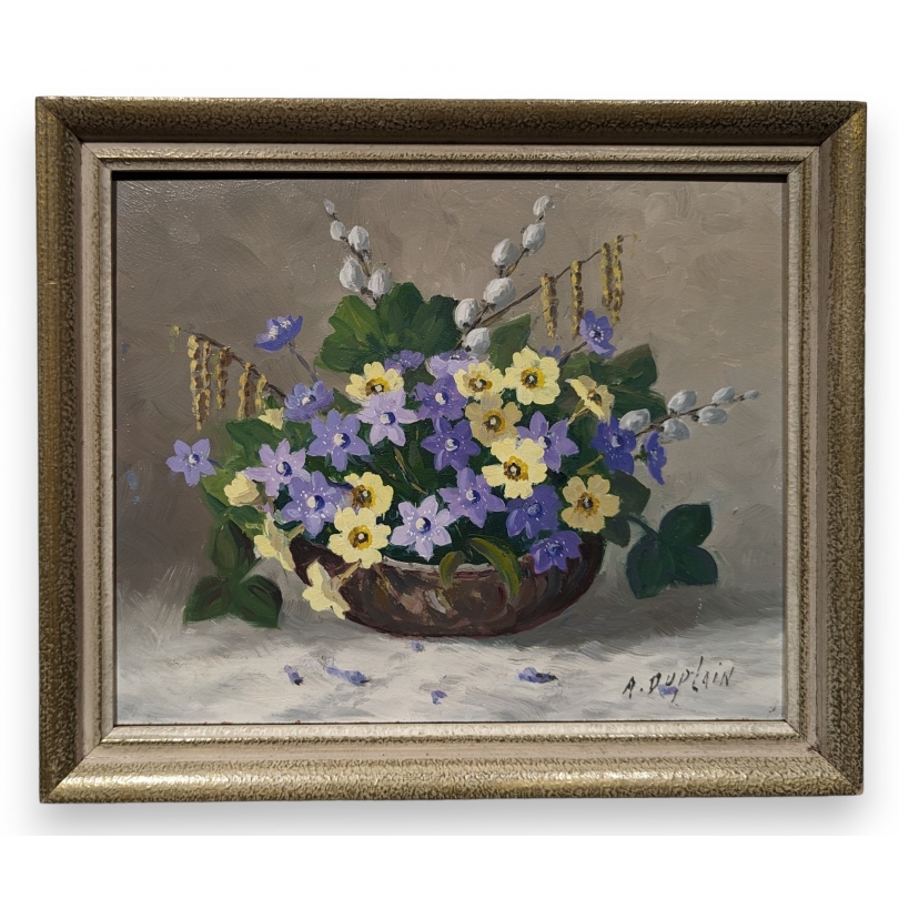 Tableau \"Bouquet de fleurs\" signé A. DUPLAIN