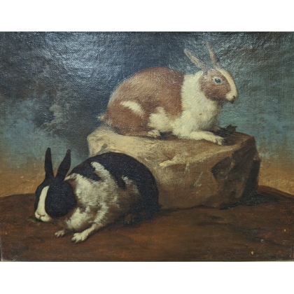 Tableau \"Deux lapins\"