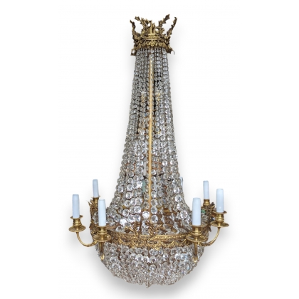 Lustre Mongolifière à 8 lumières en bronze doré