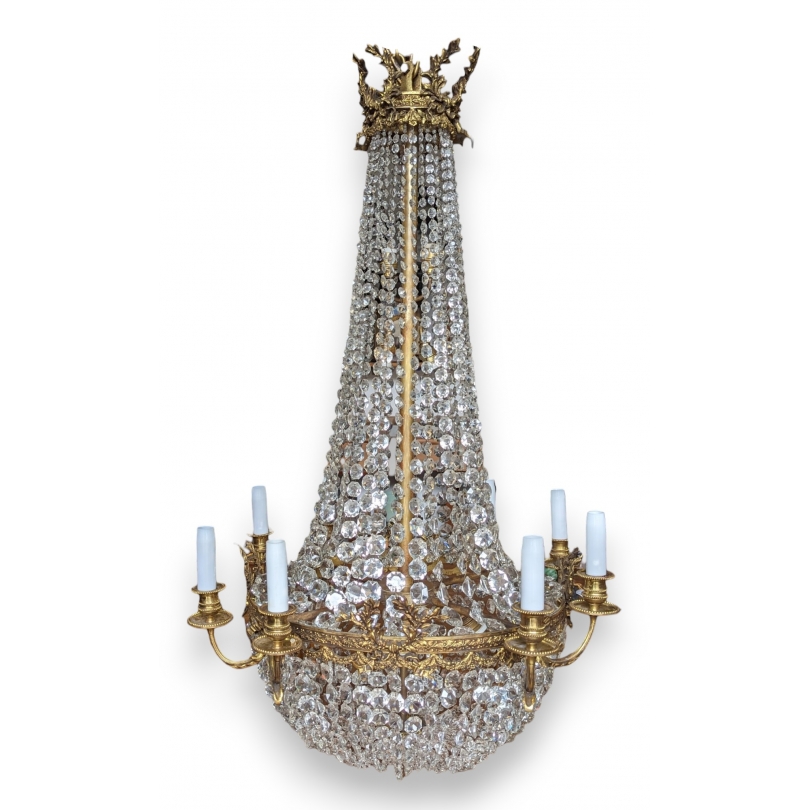 Lustre Mongolifière à 8 lumières en bronze doré