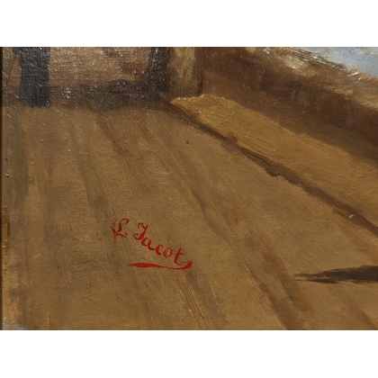 Tableau \"Bord du Nil\" signé L. JACOT
