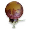 Lampe boule style GALLÉ fleurs rouge et jaune