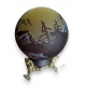 Lampe boule style GALLÉ paysage bleu et jaune