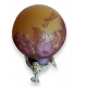 Lampe boule style GALLÉ fleurs rouge et jaune