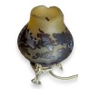 Lampe boule ouverte  style GALLÉ fleurs bleue