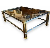 Table basse en laiton avec plateau en verre