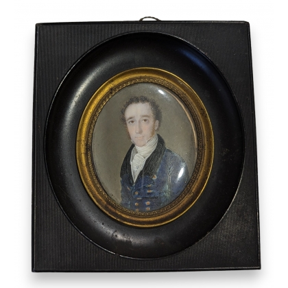 Miniature sur ivoire \"Portrait\" signé FRIBOURG