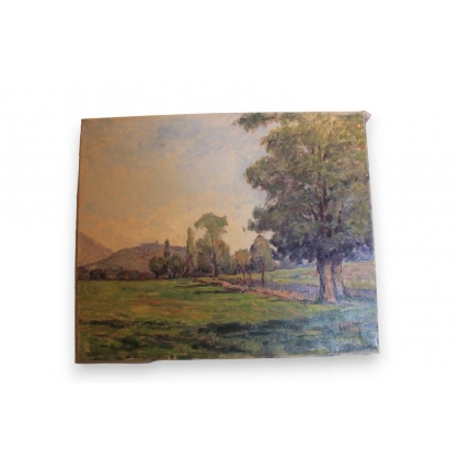Huile sur toile \"Campagne genevoise\"