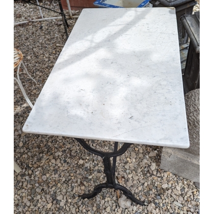 Bistro table with a white marble top