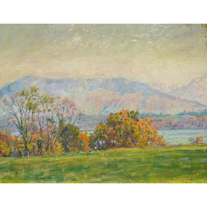 Tableau \"Le vieux Rhône\" signé CHARPENTIER