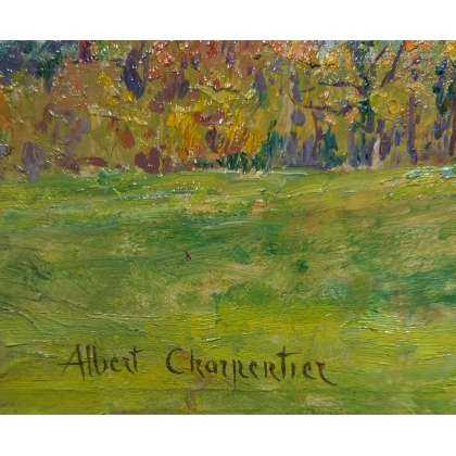 Tableau \"Le vieux Rhône\" signé CHARPENTIER