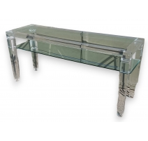 Console en plexiglas avec 2 plateaux en verre