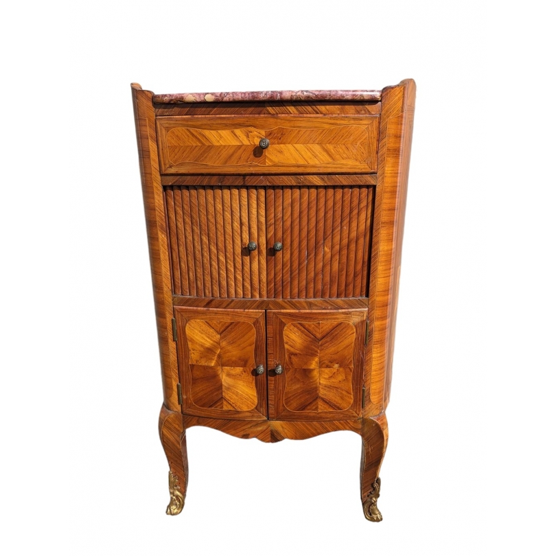 Louis XV-style bedside table with curtains