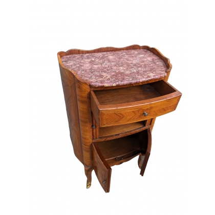 Louis XV-style bedside table with curtains