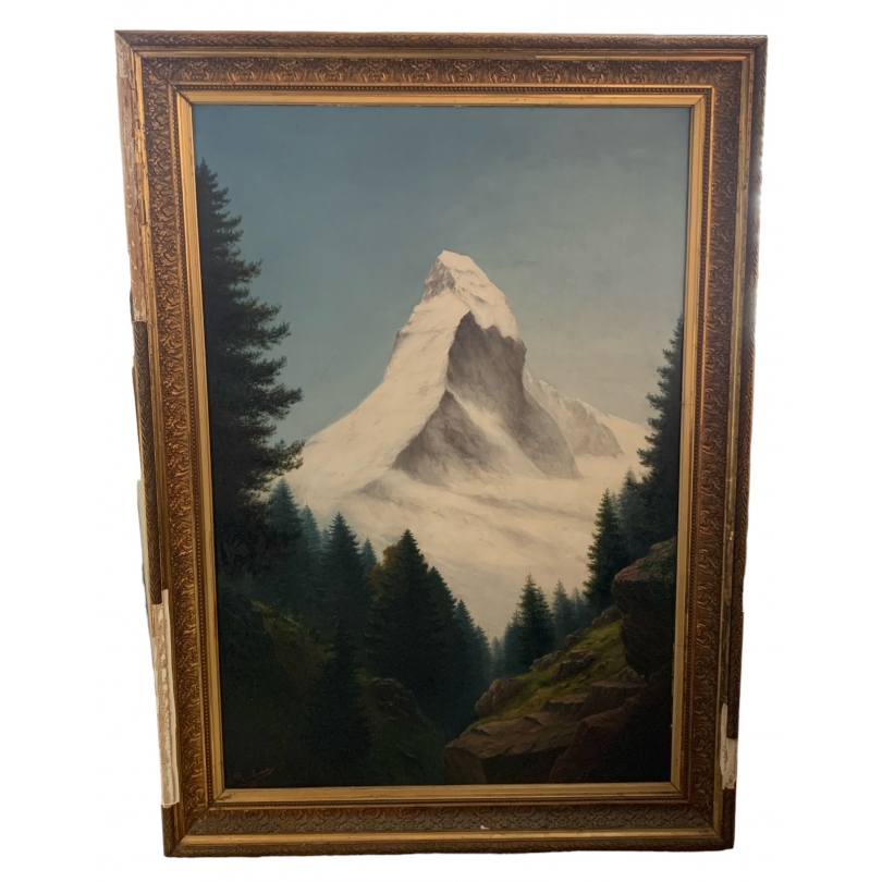 Tableau \"Cervin\" signé R. de LAUREDAY