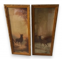 Paire de gravures "Cerf" par Emilie VOUGA