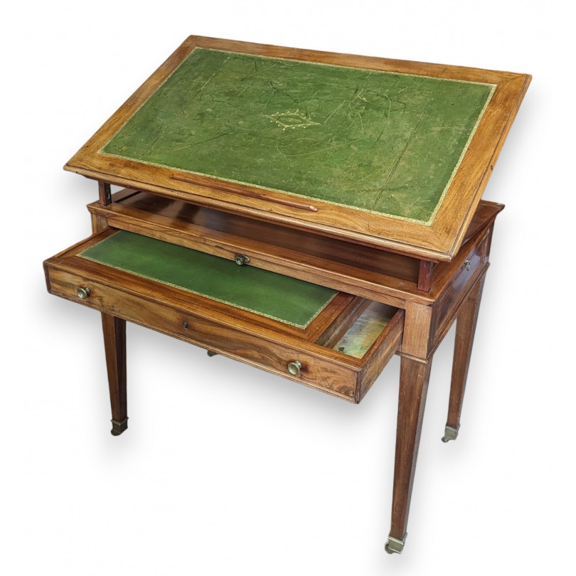 Tronchin Directoire table in mahogany, with a leather top by  Moinat SA  - Antiques and interior design