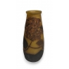 Vase en verre jaune et brun signé ARSALE