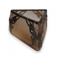 Coupe triangulaire en verre ambre et étain