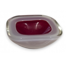 Coupe carrée en verre rouge et blanc