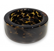Coupe ronde en verre jaune léopard