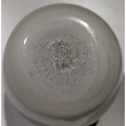 Signed white and blue glass round glass