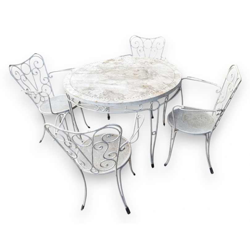 Ensemble de jardin en fer forgé blanc
