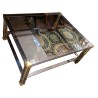 Table basse en laiton avec plateau en verre