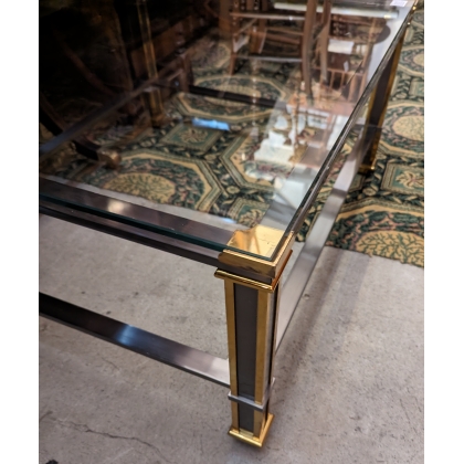 Table basse en laiton avec plateau en verre