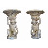 Pair of Putti washbasins in reconstituted stone