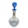 Engraved hunting-themed glass carafe, blue