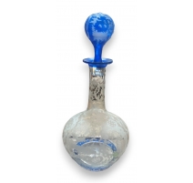 Carafe en verre gravé chasse, bleu