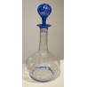 Engraved hunting-themed glass carafe, blue