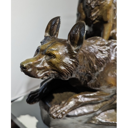 Bronze \"Bergers allemands\" signé T CARTIER