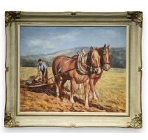 Tableau "Les labours" signé E. DUCRET