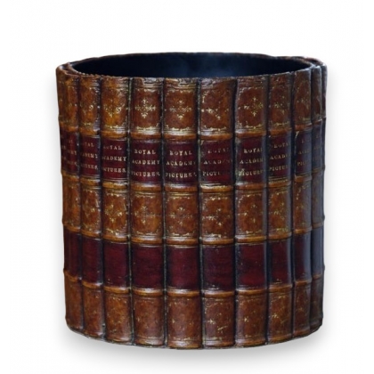 Corbeille à papier \"Faux-livres\" beige