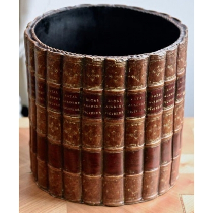 Corbeille à papier \"Faux-livres\" beige