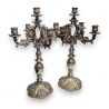 Paire de bougeoirs en bronze argenté 5 lumières