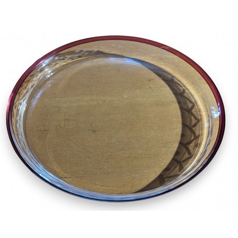 Plat en verre émaillé rose