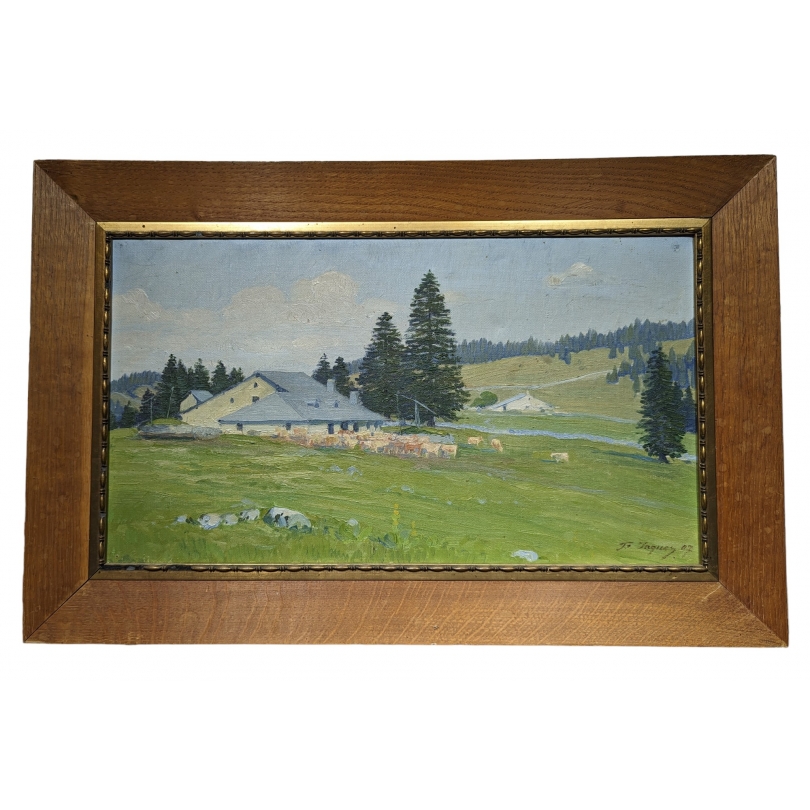 Tableau \"Ferme du Jura\" signé F. JAQUES 07
