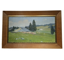 Tableau "Ferme du Jura" signé F. JAQUES 07