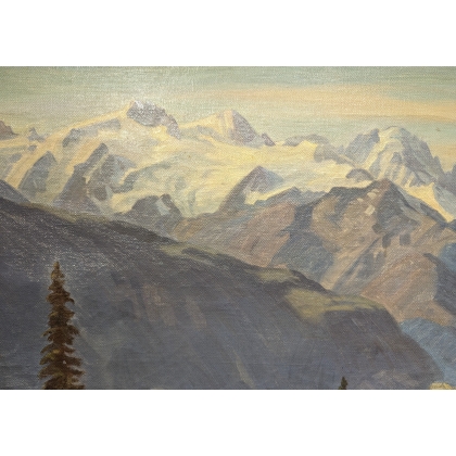 Tableau \"A la Creusaz\" signé H.E. BERCHER