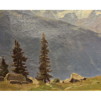 Tableau \"A la Creusaz\" signé H.E. BERCHER