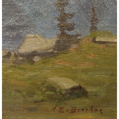 Tableau \"A la Creusaz\" signé H.E. BERCHER
