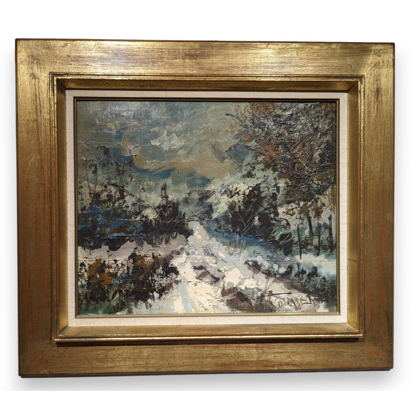 Tableau \"Paysage de neige\" signé GOLIASCH