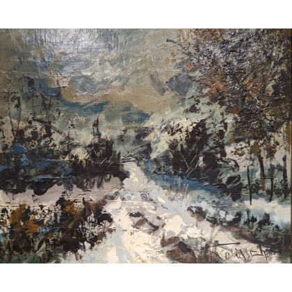 Tableau \"Paysage de neige\" signé GOLIASCH